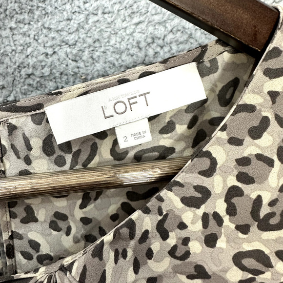 LOFT Brown Animal Leopard Print Sheath Dress Sleeveless Career Boho Chic Women 2 - Picture 4 of 6